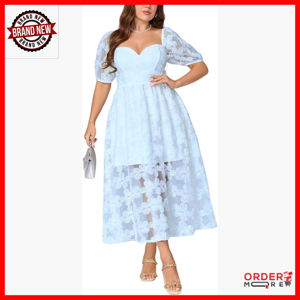 Plus Size Formal Dress M-4xl Floral Embroidered A-Line Hide Tummy